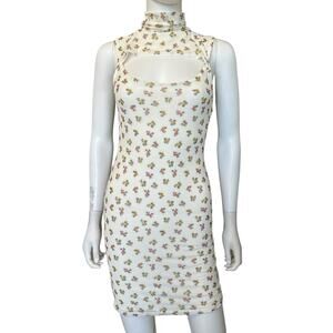 * New ~ VELVET TORCH ~Floral Cut Out Sleeveless Mock Neck Bodycon Dress Size XS